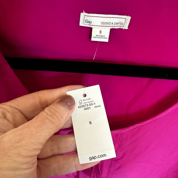 GAP Women’s NWT Fuschia Pink Short Sleeve Oversized Tie Front Blouse - Picture 3 of 8